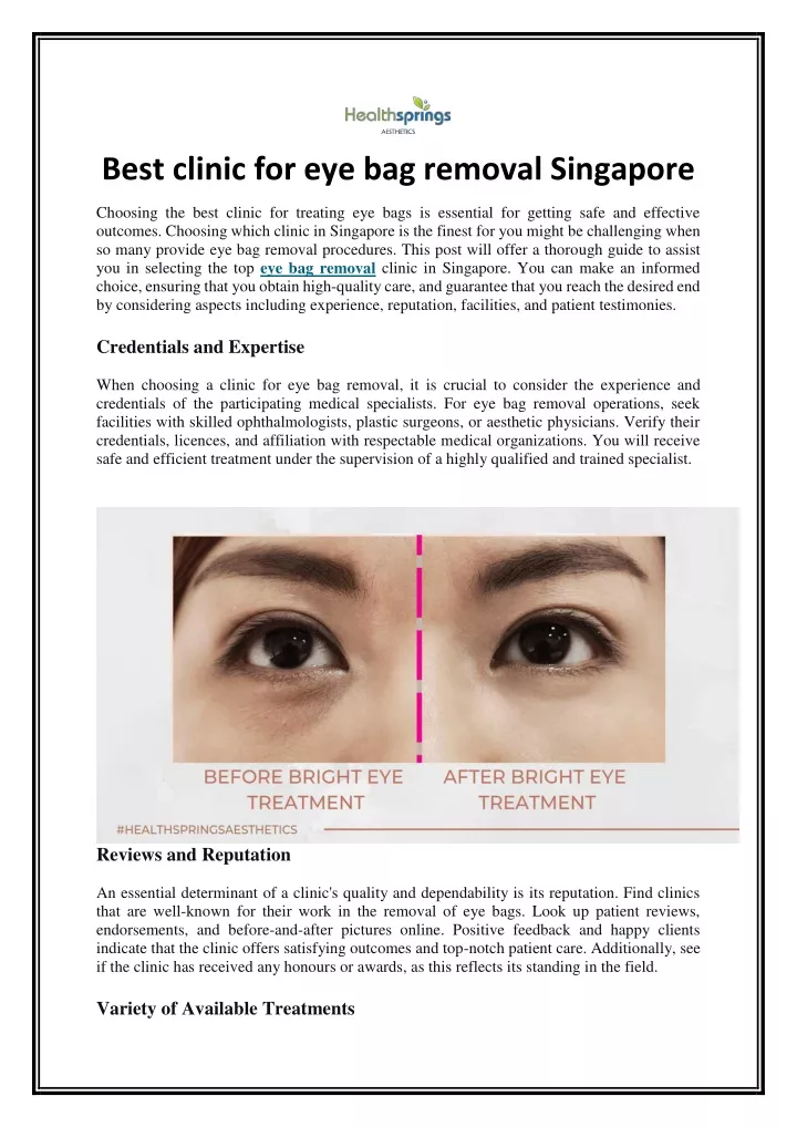 best clinic for eye bag removal singapore