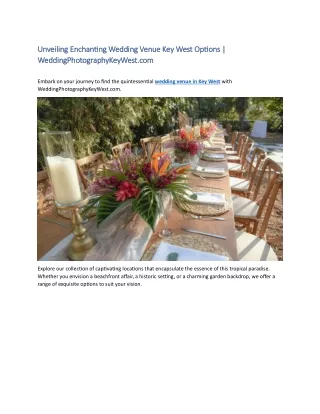 Unveiling Enchanting Wedding Venue Key West Options  WeddingPhotographyKeyWest.com