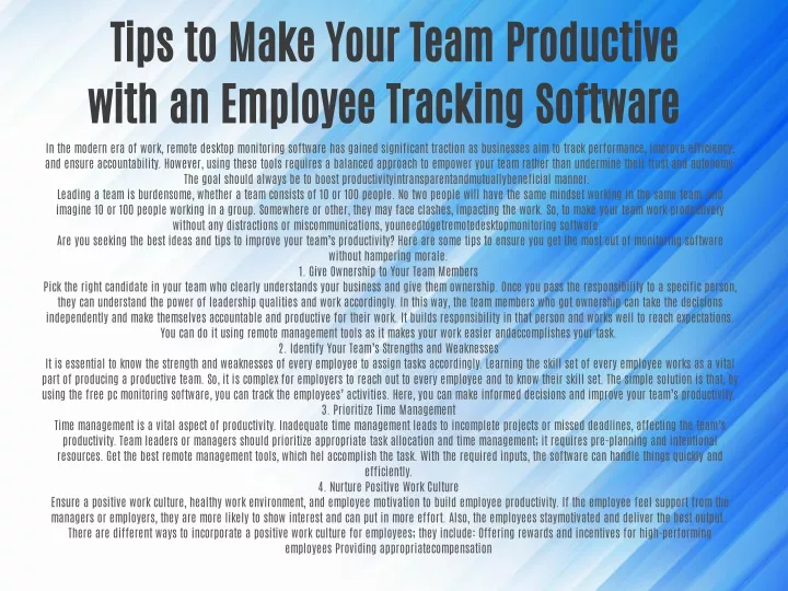 tips to make your team productive with