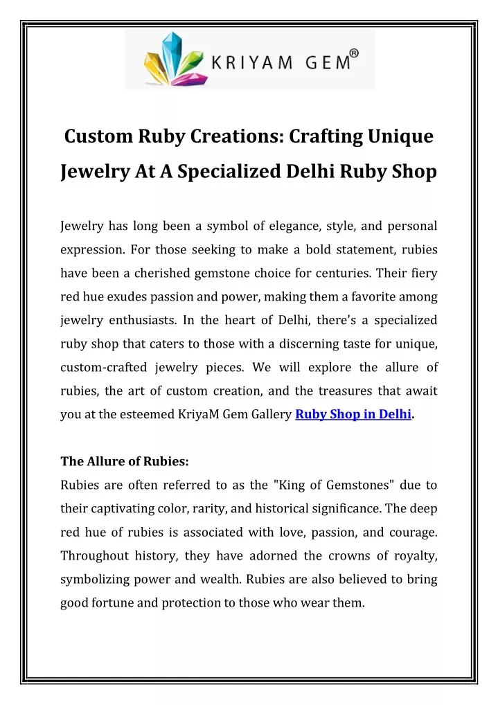 custom ruby creations crafting unique