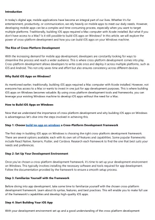 The Power of Cross-Platform Development: Building iOS Apps on Windows