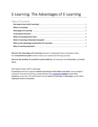 e e learning the advantages of e learning