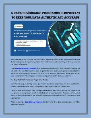 A Data Governance Programme Is Important To Keep Your Data Authentic And Accurate