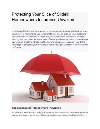Protecting Your Slice of Slidell_ Homeowners Insurance Unveiled