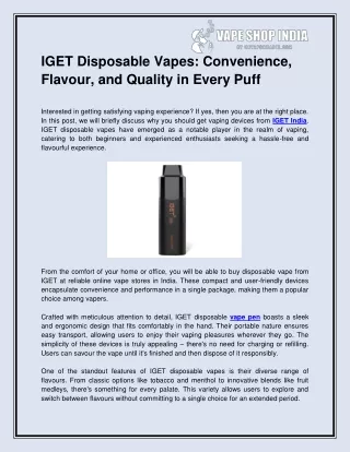 iget disposable vapes convenience flavour