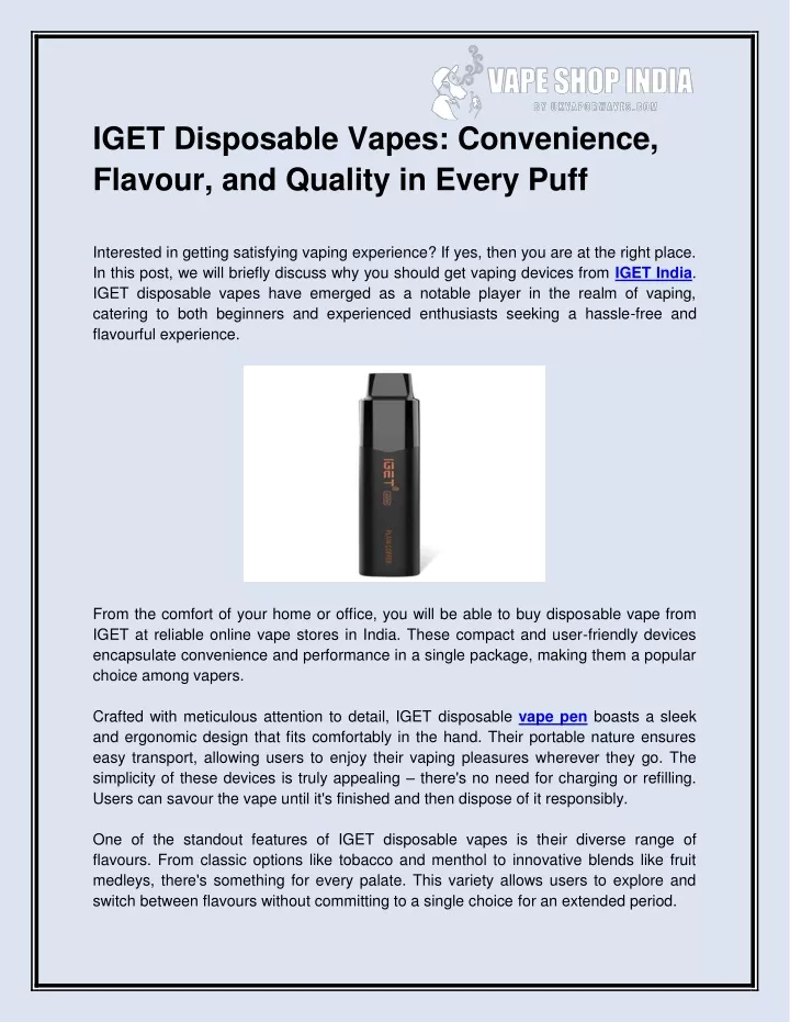 iget disposable vapes convenience flavour