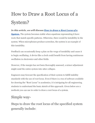 How to Draw a Root Locus of a System