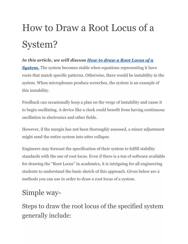 how to draw a root locus of a