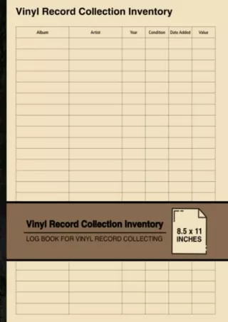 Download Book [PDF] Vinyl Record Collection Inventory: Log Book For Vinyl Record Collecting | For Vinyl Record Collector