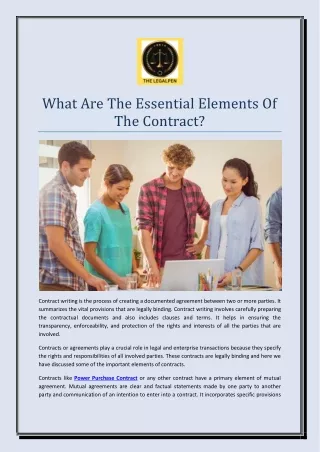 What Are The Essential Elements Of The Contract