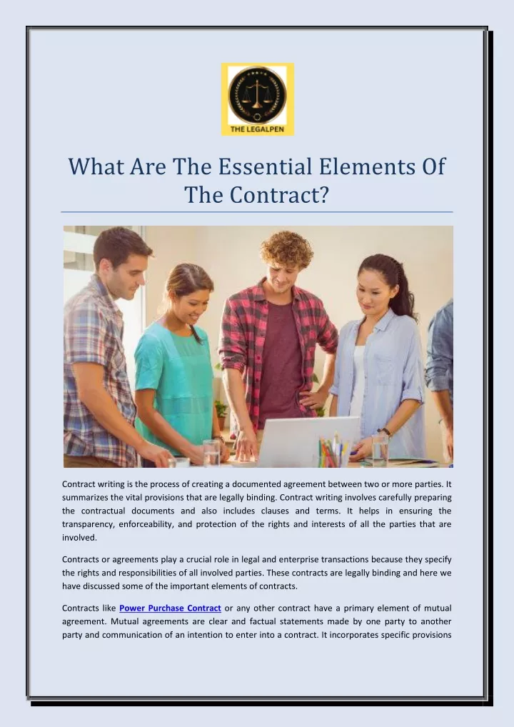 what are the essential elements of the contract