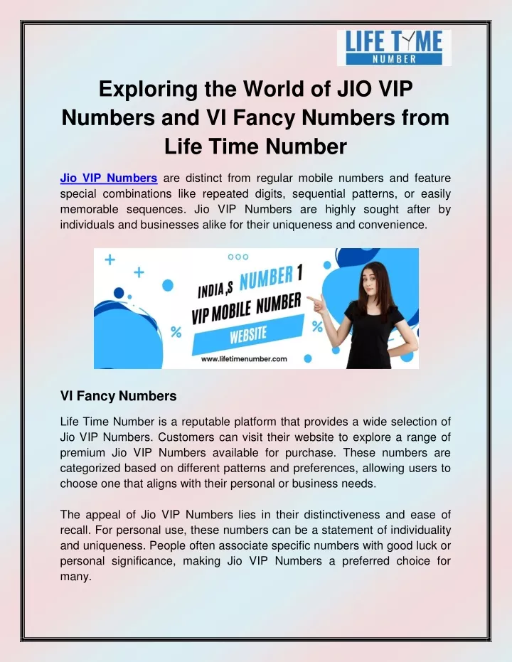 exploring the world of jio vip numbers