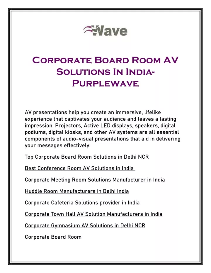 corporate board room av solutions in india