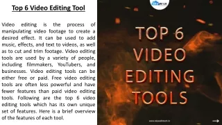 Top 6 Video Editing Tool