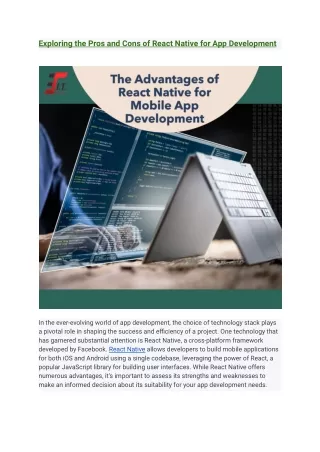 Exploring the Pros and Cons of React Native for App Development