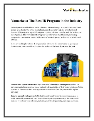 Yamarkets : The Best IB Program in the Industry