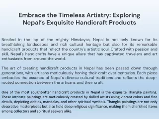 Embrace the Timeless Artistry Exploring Nepal’s Exquisite Handicraft Products