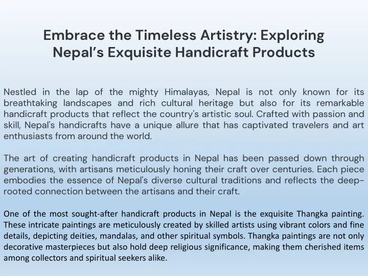embrace the timeless artistry exploring nepal