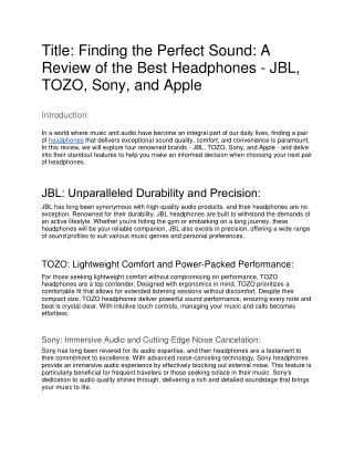 Best Headphones Review