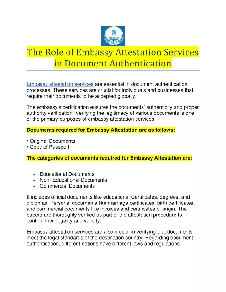 the role of embassy attestation services