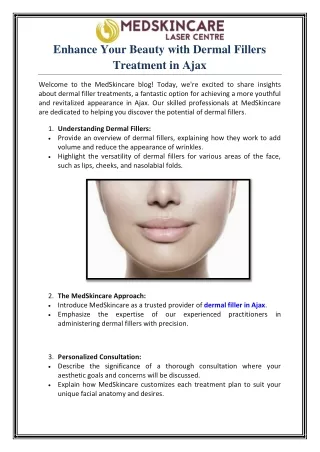 Enhance Your Beauty with Dermal Fillers Treatment in Ajax