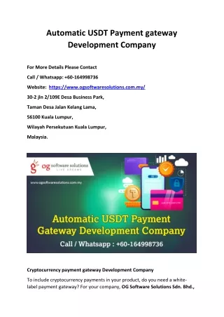 Automatic USDT Payment gateway development company