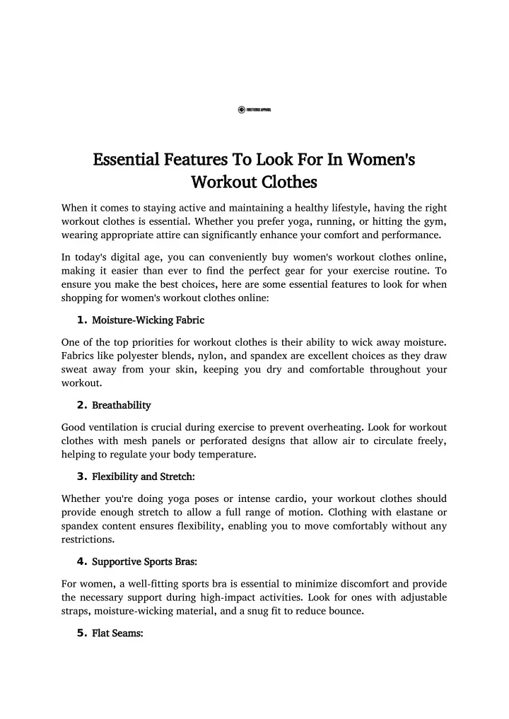 PPT - Essential Features To Look For In Women's Workout Clothes ...