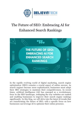 The Future of SEO Embracing AI for Enhanced Search Rankings