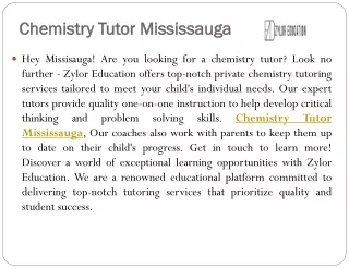 Chemistry Tutor Mississauga| Zylor Education
