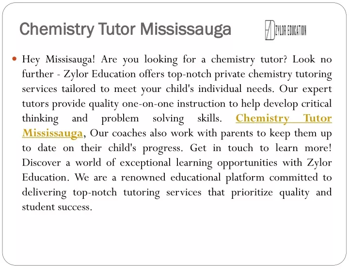 chemistry tutor mississauga