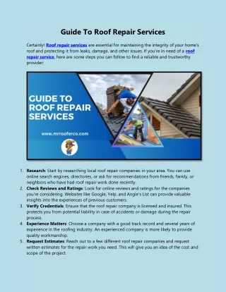 Guide To Roof Repair Services