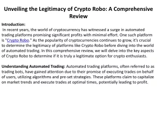 Unveiling the Legitimacy of Crypto Robo A Comprehensive Review