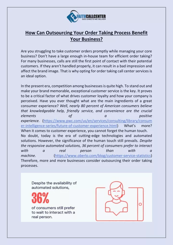 how can outsourcing your order taking process