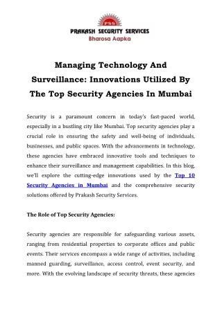 Top 10 Security Agencies in Mumbai Call-9870270287