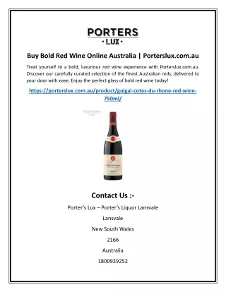 Buy Bold Red Wine Online Australia | Porterslux.com.au