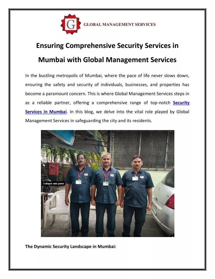 ensuring comprehensive security services in