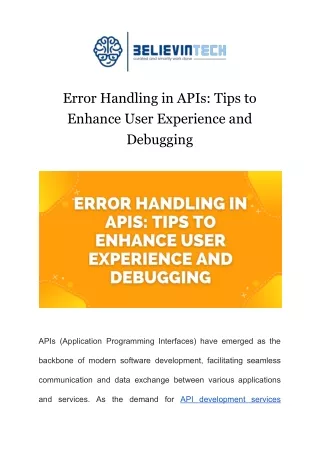 Error Handling in APIs Tips to Enhance User Experience and Debugging