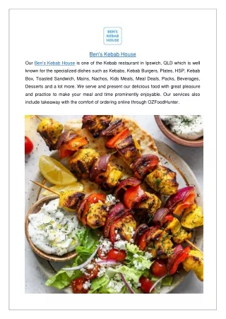 Up to 10% offer Order now - Bens Kebab House Menu