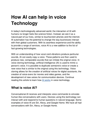 How AI works in voice Technology