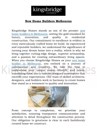 New Home Builders Melbourne