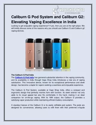 caliburn g pod system and caliburn g2 elevating