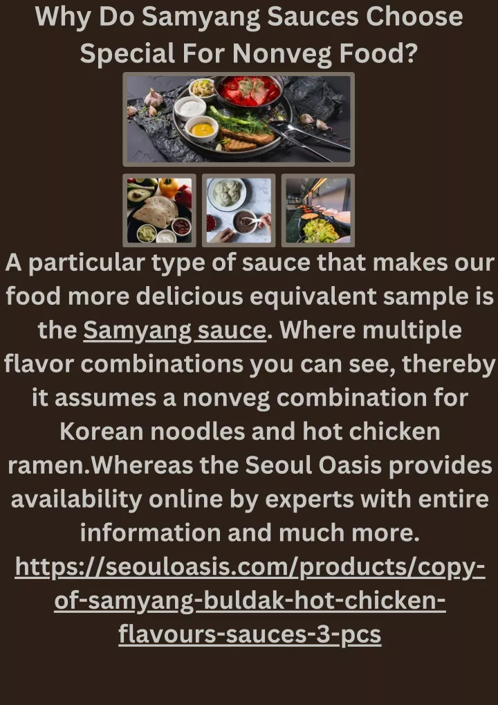 why do samyang sauces choose special for nonveg
