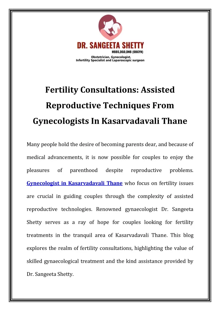 fertility consultations assisted