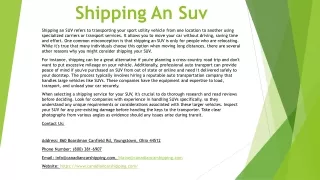 Shipping An Suv