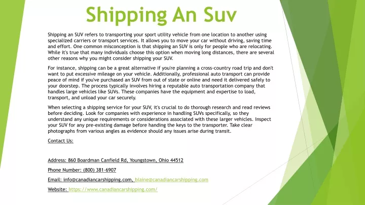 shipping an suv