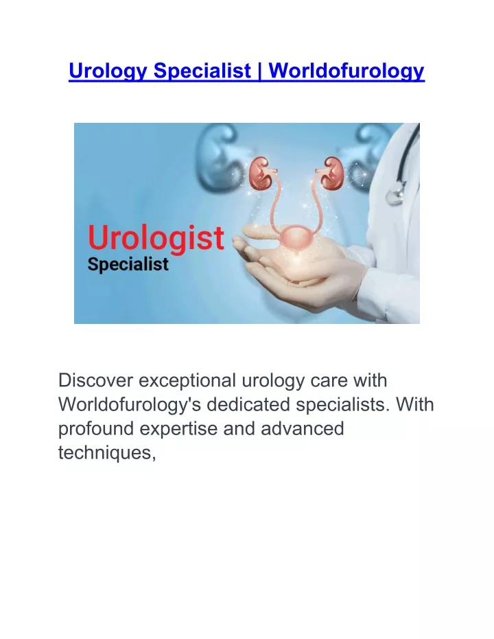 urology specialist worldofurology