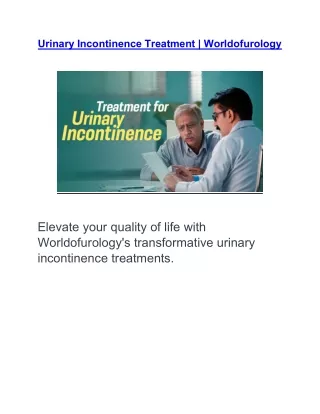 Urinary Incontinence Treatment | Worldofurology