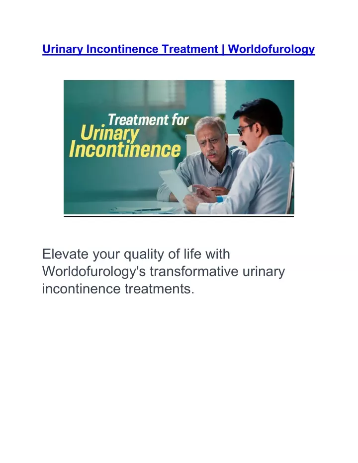 urinary incontinence treatment worldofurology