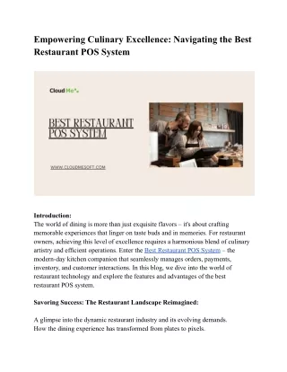 Empowering Culinary Excellence_ Navigating the Best Restaurant POS System