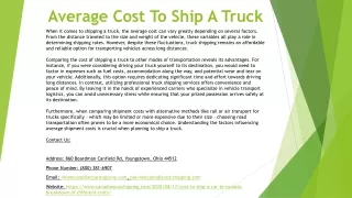 Average Cost To Ship A Truck